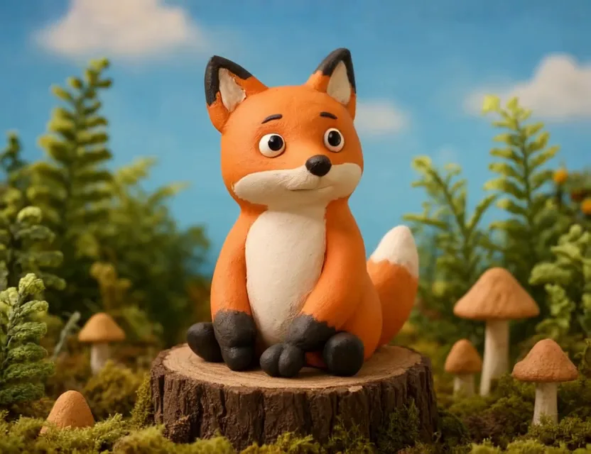 Clay Fox Nap, Claymation · 4:3 AI video